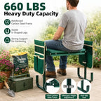 Garden Kneeler and Seat, 2-in-1 Folding Gardening Stool with 5 Adjustable Heights, 660 lbs Heavy Duty Steel Frame and 2 Tool Pouches - Image 5