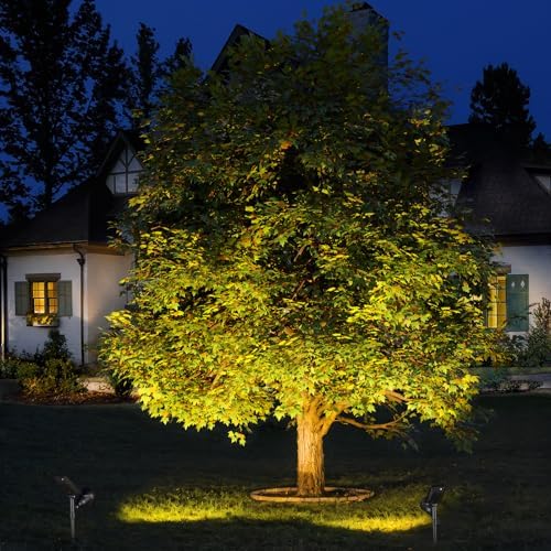ROSHWEY Solar Spot Lights Outdoor Spotlight 18 LED Waterproof Landscape Spotlight for Garden Lawn Backyard Patio Porch Wall Deck Garage (WarmWhite- 2 Pack) - Image 2