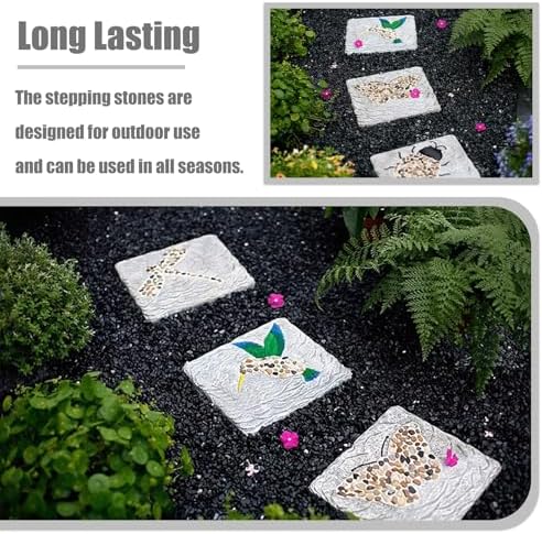 Stepping Stone Square Step Gardening Stones with Pebble, Outdoor Walkway Stepping Lawn Stone Set Concrete Material, 31x21cm Tiles for Decorative Garden Path(Color:Birds) - Image 6