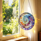Rainbow Shell Spiral Suncatcher,Coastal Beach Stained Glass Window Hanging,8 Inch Indoor Outdoor Garden Sun Catchers,Sea Art Suncatchers for Windows Hanging,Christmas Birthday Gifts for Mom Grandma - Image 3