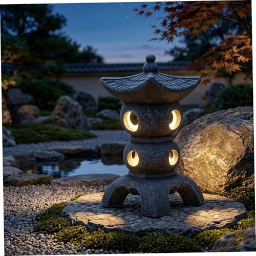 Pagoda Garden Statue - Grey Resin Pagoda Statue with Zen Ambiance, Water-Resistant Outdoor Decor for Patio, Yard, Landscape - Image 4