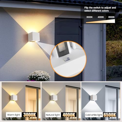 Outdoor Wall Lights 3CCT Adjustable, Up and Down Wall Sconce 4 Pack - Image 2