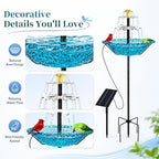 Solar Fountain for Bird Bath Outside, Power Panel and Pump with Metal Stakes for Garden Yard Decor (Blue-Small) - Image 4
