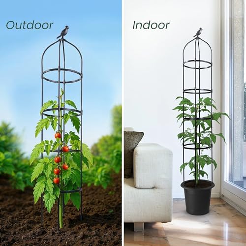 Idzo Plastic Obelisk Trellis for Climbing Plants Outdoor 5.8 Feet Tall, 70in Garden Trellis for Garden Outdoor Potted Plant Support, 1pc, Obelisk Trellises _ Plastic Coated - Image 4