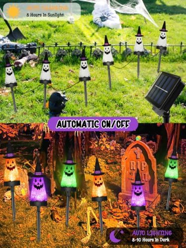 18 Pack Halloween Decorations Outdoor, Solar Ghost Pathway Light Waterproof - Image 3