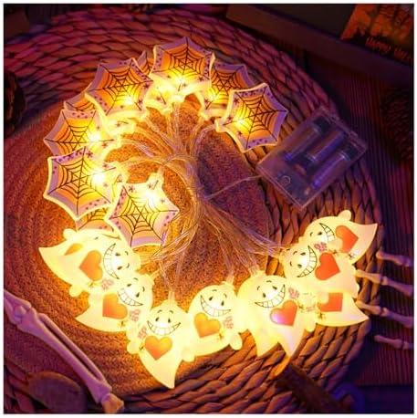 CAKERS Creative Halloween Fairy Lights|Warm White Light Novelty String Lights|Led Hanging Copper Wire Lights|Night Lamps for Party Home Office Decor,H,5m(16.4ft)-20LED-Solar by CAKERS