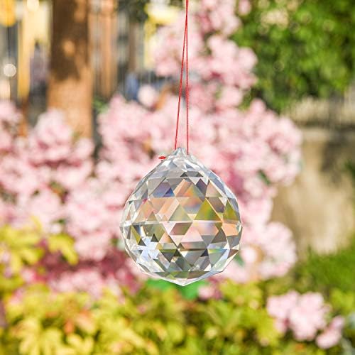 2 Pieces 80mm/3.15 Inch Clear Cut Crystal Prisms Suncatcher,Hanging Rainbow Pendants Glass Sphere Faceted Gazing Ball for Home Décor,Office,Garden Decoration,Super Sparkly and Flawless - Image 6