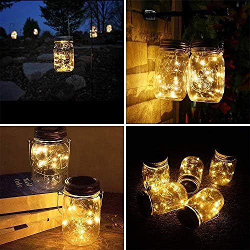 SunKite Solar Mason Jar Lights(NO Jars), 12 Pack 30 LED Waterproof Fairy Firefly Jar Lids String Lights with Hangers, Patio Yard Garden Wedding Decoration - Warm White - Image 5