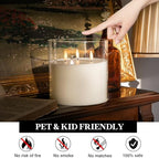Extra Large Flameless Candles with 3 Wicks, 6"x6" Glass Battery Operated Candles with Remote, Real Wax Flickering LED Candles Fake Candle for Home, Wedding, Party, Clear - Image 4