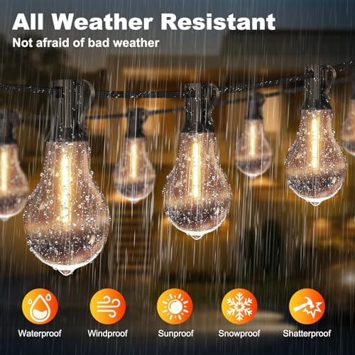 100FT Outdoor String Lights with 50 Bulbs(2FT Spacing), 3 Spare Bulbs - Image 4