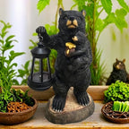 Solar Bear Garden Statue with Lantern Outdoor Decor by QMAGGICE