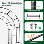 Miory Garden Arch Trellis for Climbing Plants Outdoor, 3.9x7.9ft Steel with PE Coating, Garden Archway for Vegetable, Vines, Wedding Arbor (Black) - Image 4