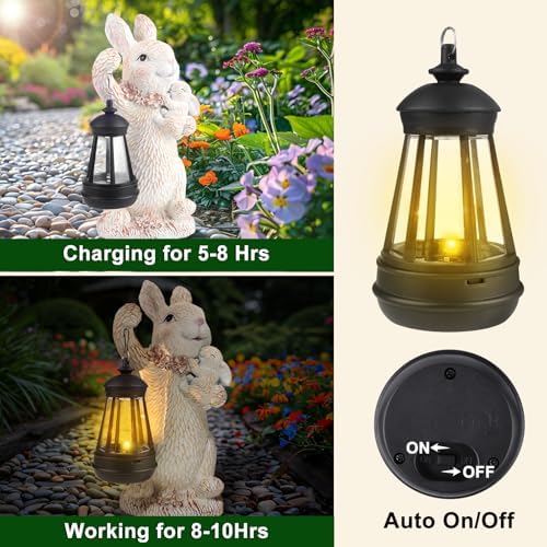 Outdoor Lighted Solar Garden Statues Rabbit Lights - Image 3