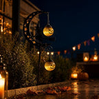 Halloween Solar Garden Stake Light Crescent Moon Black Witch - Image 7