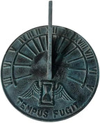 Engraved Metal Sundial with Tempus FUGIT Inscription – 9 Inch Aged Bronze Outdoor Garden Timepiece – Decorative Functional Sundial for Patio, Lawn & Garden Decor by Unknown