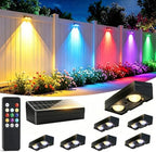Solar Fence Lights Outdoor Waterproof 8 Pack 60 LM Brighter Dual LED Spot Lens 12 Modes & 9 Colors Deck Lights Solar Powered Wall Lighting Decor for Outside Yard Step Patio Porch Railing Pool by ServeYouTheBest