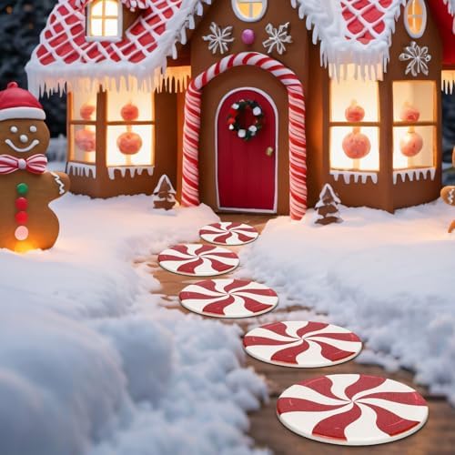 Dunzy 6 Pcs Peppermint Outdoor Decor Christmas Stepping Stone, 8", Sty1 - Image 2
