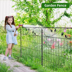 Black Metal Garden Fence 30in(H)X12ft(L) 6 Panels Decorative Garden Fencing - Image 2