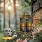 Solar Lantern Outdoor Waterproof Stained Glass Sunset Water Weeping Willow Tree Garden Decor LED Hanging Solar Lights Tabletop Lamp Gifts for Women Mom Outside Yard Patio Porch - Image 5