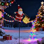 Christmas Solar Kettle Lights Garden Lawn Decorative Lights, Santa Solar Watering Can Lights Outdoor Decor, Waterproof Outdoor Decorative Light for Garden, Patio, Christmas Yard (2pc) - Image 2