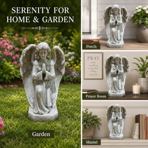 16.73 Inch Praying Angel Statue Garden Statue, Large Yard Statues - Image 3