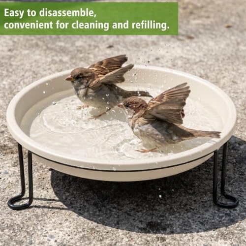 14.37'' Ground Bird Bath for Outside Large Bird Bath, Milky White - Image 6