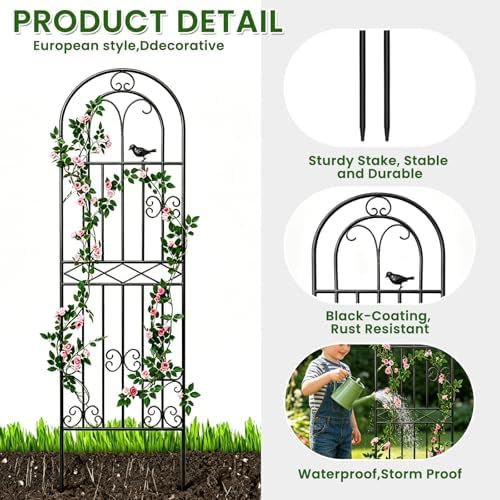 2 Pack 70.8"x19.7" Metal Gardon Trellis for Climbing Plants Outdoor, - Image 7