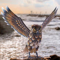 Natelf Garden Owl Sculptures & Statues, Standing Metal Bird Yard Art Sculpture for Patio Backyard Pond Outdoor Decorations by BuyNow
