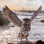 Natelf Garden Owl Sculptures & Statues, Standing Metal Bird Yard Art Sculpture for Patio Backyard Pond Outdoor Decorations by BuyNow