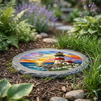 Magnolia Garden 10-Inch Lighthouse Stepping Stone - Faux Stained Glass Ocean Sunset Garden Stone, Weather-Resistant Resin Pathway Accent, Nautical Coastal Outdoor Yard Decor & Walkway Plaque - Image 4
