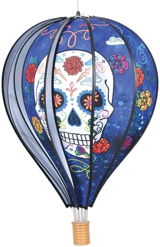 Hot Air Balloon Hanging Garden Spinner 22" - Vibrant Day of the Dead Design, Weather-Resistant Outdoor Decor, Durable & Lightweight for Patios, Yards, and Gardens - Eye-Catching Wind Spinner by PREMIERKITES