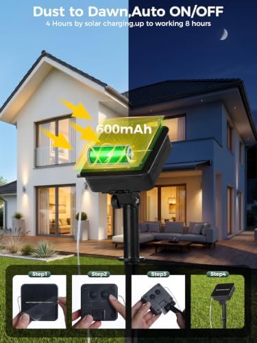 4PACK 33FT 100LEDs Solar Fairy Lights,Green Wire,Warm White - Image 2