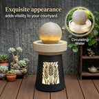 32.1" H Modern Wheat Field Outdoor Water Fountain with LED Lights and Pump, Floor Standing Waterfall Feature Outdoor Garden Fountain for Garden, Porch, Patio and Backyard Decor - Image 4