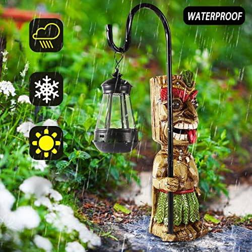 16.7" H Tiki Decor Garden Statue,Large Lantern Tiki Figurine with Solar Lights,Hawaiian Tiki Man Outdoor Patio Yard Lawn Bar Party Beach Pool Pond Halloween Christmas Decoration Ornament Gifts - Image 6