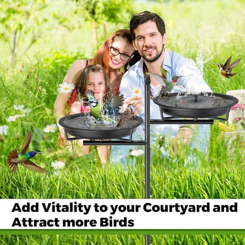 46 Inch Metal Bird Bath for Outside, Vintage Freestanding Birdbaths Feeder Bowl, Stable & Easy to Clean Birdfeeder for Outdoors Garden Yard Lawn Decor (Black) - Image 5