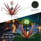 2Pack Tequila Rustic Sculpture Metal Yard Decor with Solar Mosaic Light, 21Inches Height Hand Painted Metal Agave Garden Statue Red - Image 2