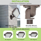 Dusk to Dawn Outdoor 100W LED Flood Light with Knuckle (Plate Included), 14000LM 1000W Equiv., 100-277V 5000K,ETL Commercial LED Floodlight Fixture, Outdoor Security Lighting for Landscape,Parking Lot - Image 5