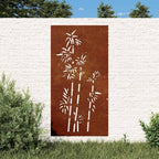FMPGJLYH Corten Steel Wall Decoration, Bamboo Pattern Metal Garden Art, Weathered Rust Finish Outdoor Privacy Screen for Patio Backyard, 41.3 x 21.7 Inch Rectangular Panel - Image 2