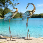 Natelf Outdoor Garden Crane Statues Blue Heron for Lawn Yard Decor by BuyNow
