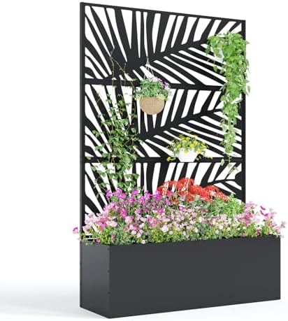 Garvee 71"x47"x16" Metal Planter Box with Trellis for Climbing Plants Vines by Garvee