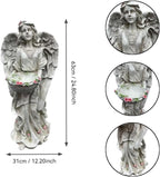 24.8" Resin Angel Garden Statue Bird Feeder Water Basin Yard Decor - Image 2