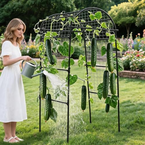 Garden Arch Trellis for Raised Beds, 6.8x3x2.6FT Plant Support for Cucumbers, Melons, Grapes, Roses & Climbing Vegetables, Outdoor Rust-Resistant Trellis for Vertical Growing, Black - Image 6