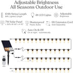 Brightech Solar String Lights with 48 Hanging Edison Bulbs and Brightness Controls with Remote 7W-104 3000K - Image 5