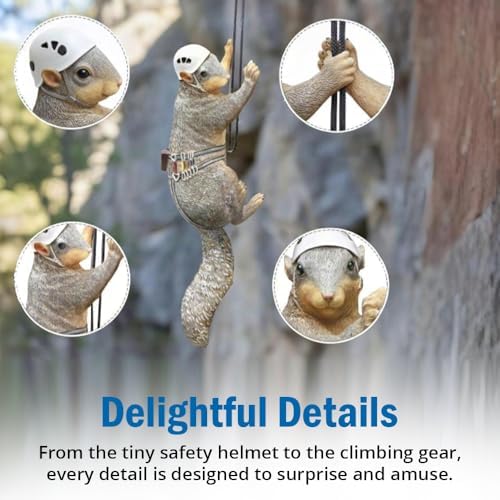 What ON Earth Climbing Squirrel Figurine - Garden Decor for Outside, Yard Art Squirrel Gifts, Funny Tree Climber Statue Outdoor Decor - Image 4