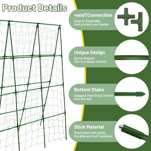 Large A-Frame Garden Trellis for Tomatoes, Cucumbers & Heavy Climbing Plants - Rust-Resistant, Heavy-Duty Steel, Perfect for Outdoor Gardens & Vertical Gardening(47" W x 63" H) - Image 2