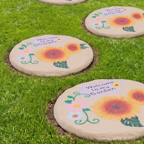 GOWENIC Resin Decorative Stepping Stones, Round with Ground Stakes - Image 7