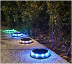 Solar Ground Lights Outdoor, Flat Yard Lights with 17 Led, Outdoor Waterproof Disc Landscape Lights for Patio Lawn Yard Deck Walkway, Multicolor, 4 Pack - Image 5