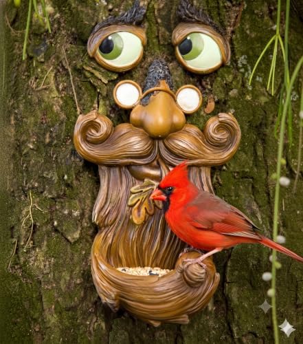 Tree Faces Decor Outdoor – Tree Hugger Yard Art Garden Decoration – Unique Bird Feeders for Outdoors and Indoors – Old Man Tree Art Brown by TreePoetry