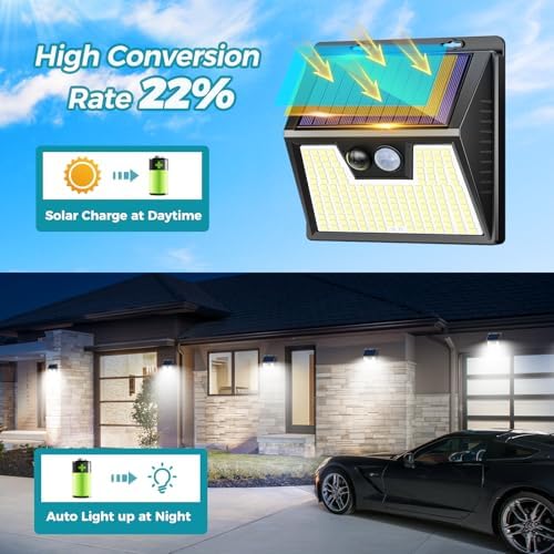 Peasur Solar Lights Outdoor [10 Pack], Solar Motion Sensor Outdoor Lights, Security Light 3 Working Modes, Waterproof for Outside Garden Yard Fence - Image 2