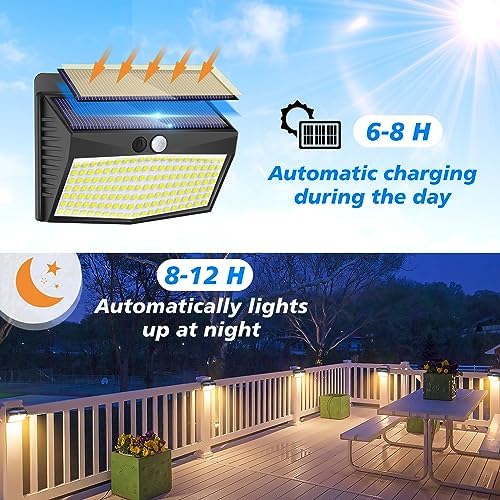 Peasur 6 Pack Solar Motion Sensor Lights Outdoor Waterproof with 3 Modes - Image 3